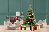 Christmas living room, interior design remix