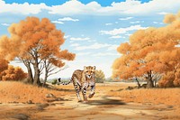 Cheetah wildlife, animal nature illustration