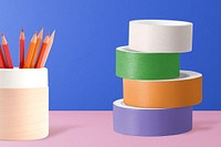 Colorful washi tapes, stationery