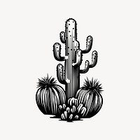 Cactus flat old school illustration vector. AI generated Image by rawpixel.