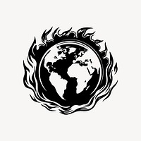 Burning globe flat old school illustration vector. AI generated Image by rawpixel.