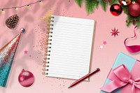 Christmas notebook decoration, festive photo