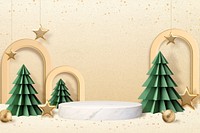 Christmas display podium product backdrop