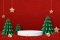 Christmas display podium product backdrop