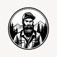 Lumberjack adult logo monochrome. AI generated Image by rawpixel.
