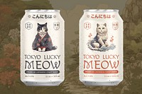Japanese craft beer cans, cat design