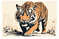 Tiger wildlife drawing animal. AI generated Image by rawpixel.