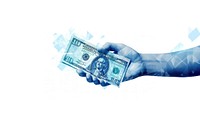 Minimal hand holding banknote dollar money blue. AI generated Image by rawpixel.