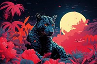 Jungle illustration wildlife outdoors leopard. AI generated Image by rawpixel.