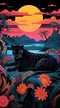 Jungle illustration leopard outdoors animal. AI generated Image by rawpixel.