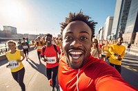 African American man marathon runner running sports adult. AI generated Image by rawpixel.