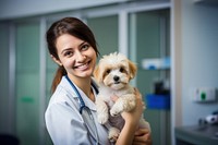 Veterinarian doctor puppy adult. 