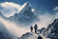 Climbers walking snow landscape. AI generated Image by rawpixel.
