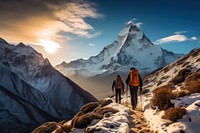 Backpacking adventure outdoors nature. AI generated Image by rawpixel.