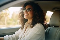 Latina woman sunglasses portrait driving. AI generated Image by rawpixel.