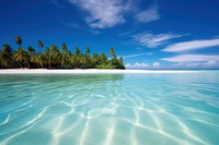 Exotic island landscape beach sky sea. AI generated Image by rawpixel.