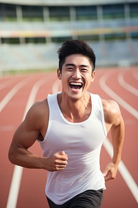 Portrait running sports happy. AI generated Image by rawpixel.