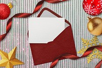 Christmas card in red envelope