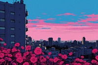 Flower city architecture cityscape. AI generated Image by rawpixel.