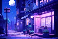 Street purple alley night. 