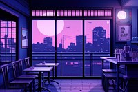 A japanese night cafe purple restaurant furniture. AI generated Image by rawpixel.