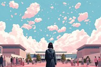 Congraduation day architecture building outdoors. AI generated Image by rawpixel.