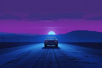A riding car vehicle horizon purple. AI generated Image by rawpixel.