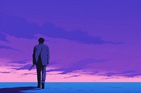 A man standing horizon purple adult. AI generated Image by rawpixel.