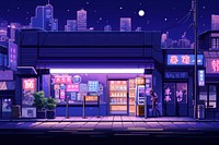 A japanese grocery store city lighting street. AI generated Image by rawpixel.