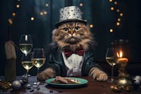 Cat table animal mammal. AI generated Image by rawpixel.