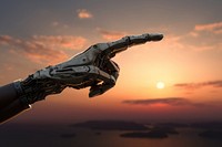 Artificial intelligence hand sky transportation. AI generated Image by rawpixel.