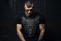 Metal t-shirt portrait tattoo adult. AI generated Image by rawpixel.
