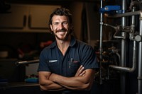 Plumber smiling portrait adult smile. AI generated Image by rawpixel.
