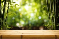 Wooden table top bamboo forest plant. AI generated Image by rawpixel.