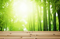 Wooden table top bamboo backgrounds sunlight. AI generated Image by rawpixel.