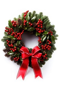 Wreath christmas plant bow. AI generated Image by rawpixel.