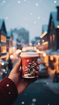 Coffee cup holding winter drink. 