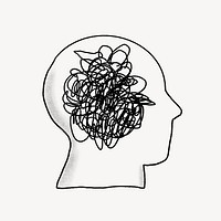 Scribble brain, mental health, doodle illustration