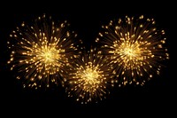 3 golden fireworks outdoors night black background. AI generated Image by rawpixel.