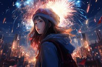 Firework fireworks anime adult. AI generated Image by rawpixel.