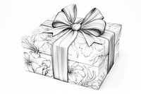 Gift wrap line art white background celebration anniversary. AI generated Image by rawpixel.