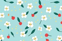 Emoji face pattern backgrounds flower. AI generated Image by rawpixel.