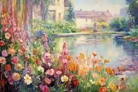 Flower garden painting outdoors nature. AI generated Image by rawpixel.