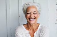 Senior model woman laughing portrait smiling. 