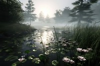 Pond landscape outdoors nature. AI generated Image by rawpixel.