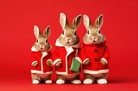 Rabbit family Christmas portrait. AI generated Image by rawpixel.