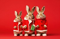 Rabbit family Christmas portrait. 