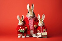 Rabbit family Christmas portrait. 