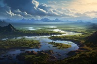 River delta landscape outdoors nature. AI generated Image by rawpixel.