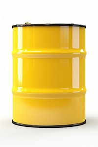 Oil barrel yellow white background container. 